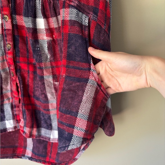 Free People Red and Black Plaid Blouse - Picture 8 of 10
